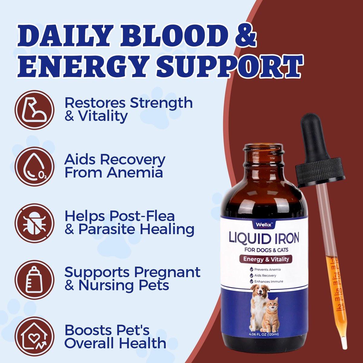 4oz Liquid Iron Supplement for Cats & Dogs - Vitamin B12 & C - Cat Anemia Supplements, Hemoglobin Support, Lethargy, Pregnant Cat & Dog Essentials, Kitten & Puppy Supplements - Large Volume - görsel 5