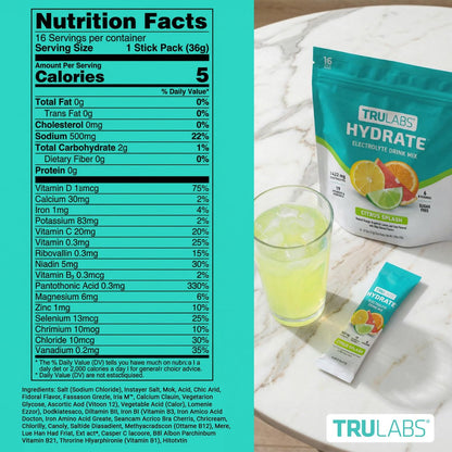 TRULABS Hydrate Electrolyte Drink Mix – – Convenient On-the-Go Packets: Each box contains 16 single-serve stick – Image 4