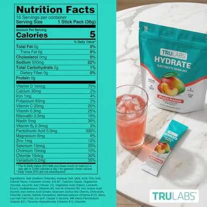 TRULABS Hydrate Electrolyte Drink Mix – – High Electrolyte Content: With 1422 mg of electrolytes per serving, – Image 12