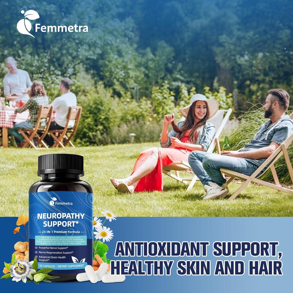 Nerve & Peripheral Neuropathy Support Supplement with 1200mg R-Alpha Lipoic Acid L-Carnitine Vitamin B12 B1 B6 D3 E Folate Lions Mane NAC Magnesium Turmeric - Liver Detox, Antioxidant & Mental Support - görsel 3