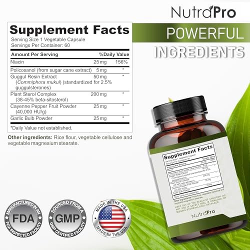 Heart Health Cholesterol Supplements - Cholesterol Health & Heart Support with Plant Sterols, Niacin & Garlic Powder. Vitamins Pills for Healthy Cholesterol and Healthy Heart. Two Months Supply. - görsel 2