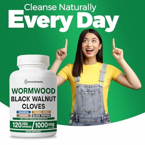 Immortal Herbs Wormwood Black Walnut Clove Cleanse Extract, 7-in-1 Complex, 120 Pills, Herbal Supplement for Adults, Vegan, Non-GMO & Gluten Free Sweet Wormwood Capsules - görsel 12