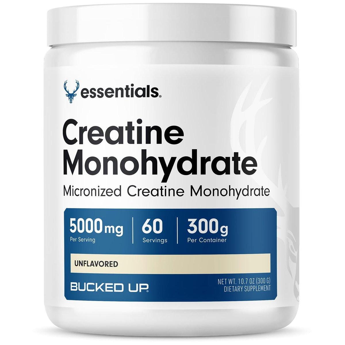 Bucked Up Pure Micronized Creatine Monohydrate for Women and Men - Easy to Mix and Unflavored - 5G Per Serving - 60 Servings - 300 Grams Per Container - görsel 1