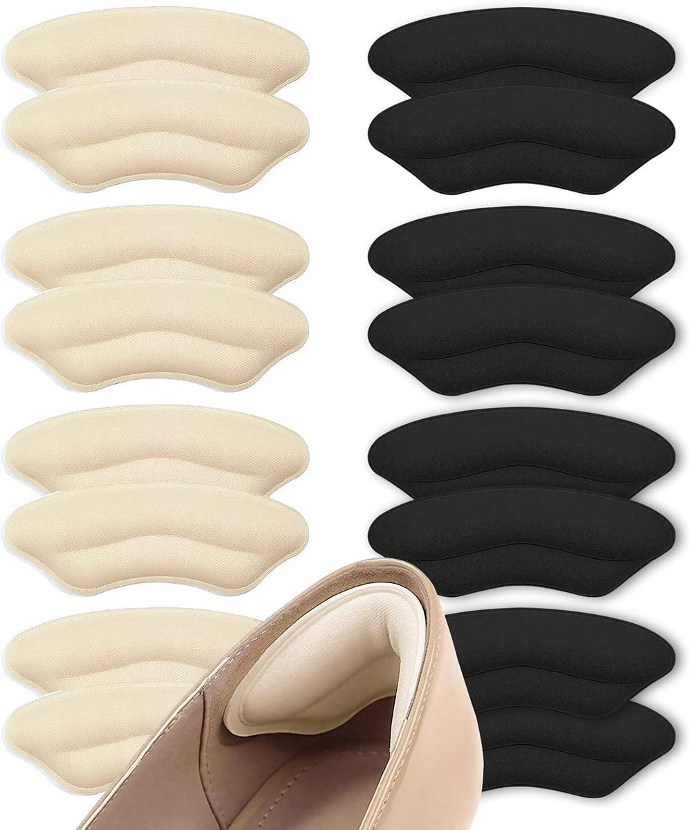 8 Pairs Heel Pads for Shoes Heel Grips Liner, Soft Heel Cushion Pads Heel Inserts for Shoes Too Big Women Men, Anti-Slip Fillers Heel Protectors for Blisters, Friction & Heel Pain, Beige and Black - görsel 5