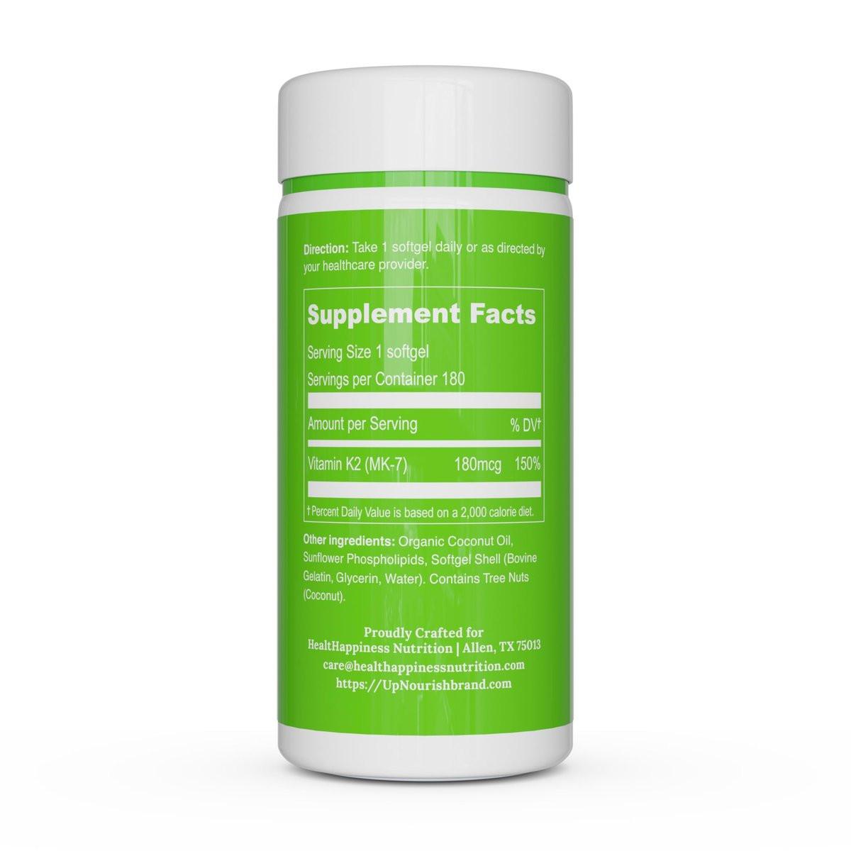 UpNourish Liposomal Vitamin K2 MK7 180 mcg - 180 K2 Vitamin Supplement Softgels for Women and Men - VIT K2 MK-7 with High Absorption - görsel 5