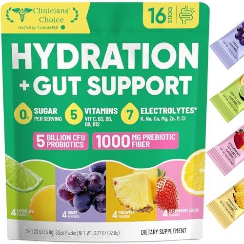 Venture Pal 2-in-1 Hydration Packets + Gut Health Electrolytes Powder - 7 Electrolytes & 5 Vitamins, Probiotics - Sugar Free Liquid Daily IV Drink Mix for Dehydration Relief | Non-GMO | 16 Sticks - görsel 13