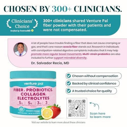 6-in-1 Daily Prebiotic Fiber Powder for Gut & Digestive Health, GLP-1 Friendly, Sugar Free Fiber Supplement Powder with Probiotics, Collagen Peptides & Electrolytes - For Women & Men - 7.8 OZ