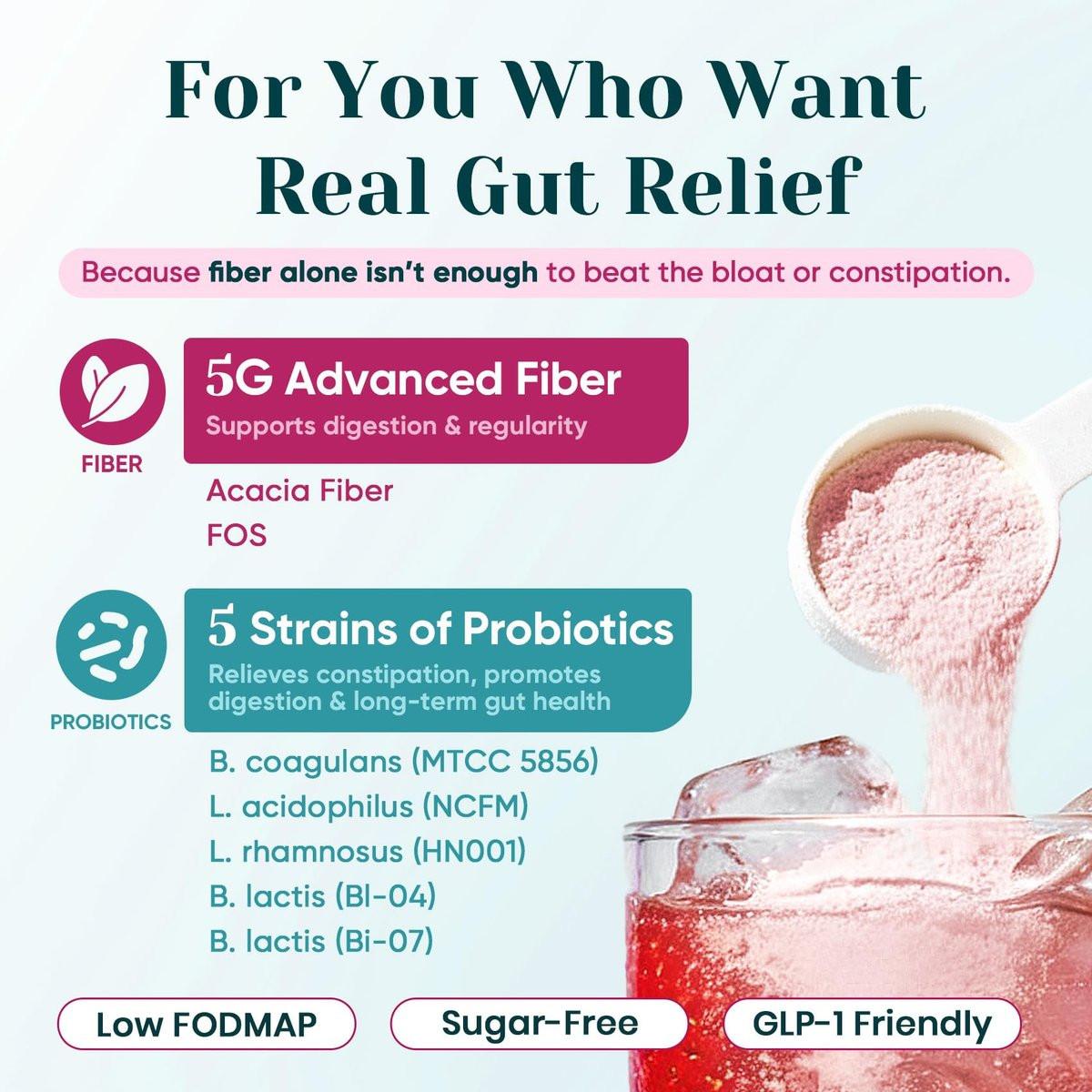 6-in-1 Daily Prebiotic Fiber Powder for Gut & Digestive Health, GLP-1 Friendly, Sugar Free Fiber Supplement Powder with Probiotics, Collagen Peptides & Electrolytes - For Women & Men - 7.8 OZ - görsel 11
