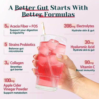 6-in-1 Daily Prebiotic Fiber Powder for Gut – Collagen Peptides: Supports skin elasticity, joint health, and hair – Image 3