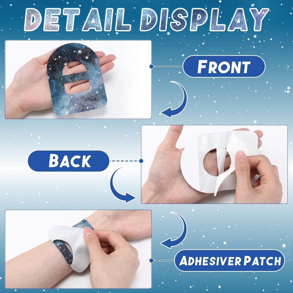 Geiserailie 32 Pack Adhesive Patches Compatible with Omnipod 5, CGM Patches, Galaxy Adhesive Tape Stickers, Sensor Covers Waterproof Sweat Proof Flexible Breathable Pre-Cut, Long Lasting - görsel 5