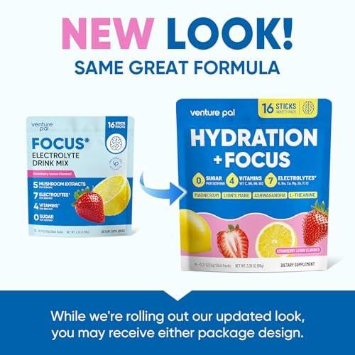 Venture Pal 2-in-1 Hydration Packets + Focus Support Electrolytes Powder, 7 Electrolytes + Vitamins, Magnesium, Lion's Mane & L-Theanine | Sugar Free Liquid Daily IV Drink Mix, Vegan, Keto, 16 Sticks - görsel 15