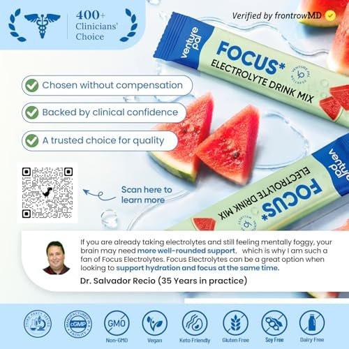 Venture Pal 2-in-1 Hydration Packets + Focus Support Electrolytes Powder, 7 Electrolytes + Vitamins, Magnesium, Lion's Mane & L-Theanine | Sugar Free Liquid Daily IV Drink Mix, Vegan, Keto, 16 Sticks - görsel 16