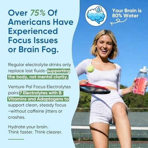 Venture Pal 2-in-1 Hydration Packets + Focus Support Electrolytes Powder, 7 Electrolytes + Vitamins, Magnesium, Lion's Mane & L-Theanine | Sugar Free Liquid Daily IV Drink Mix, Vegan, Keto, 16 Sticks - görsel 12