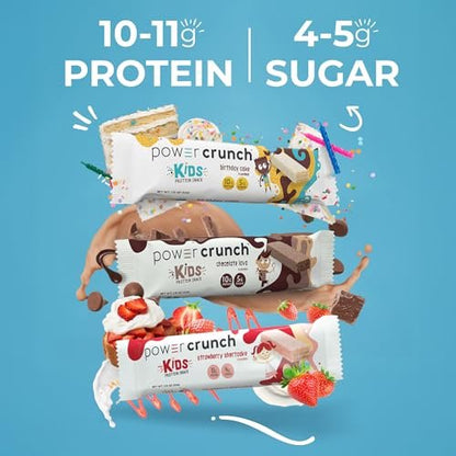 Power Crunch Kids Protein Wafer Bars High Protein Snacks with Delicious Taste, Birthday Cake 1.13 Ounce (12 Count)