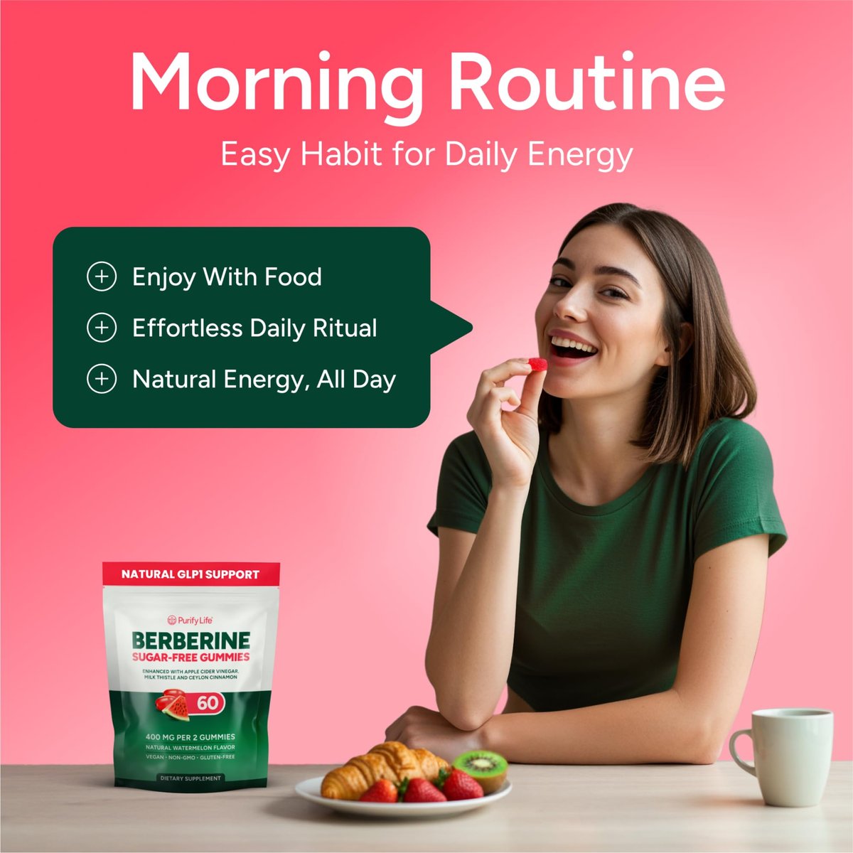 GLP-1 Support Supplement, Sugar-Free Berberine Complex Gummies with Ceylon Cinnamon, Milk Thistle, and ACV [AMPK Metabolic Activator] Berberine Supplement for Weight Loss & Appetite Support - görsel 2