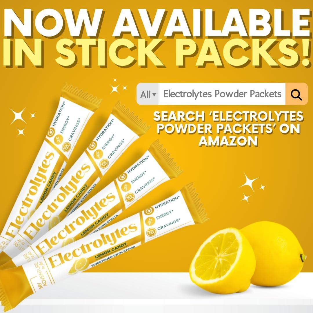 Zero Sugar Lemon Candy Electrolytes Sticks - Refreshing Hydration - Caffeine Free Energy with All Natural Ingredients - Vegan, Keto & Paleo - Sugar Free Electrolytes Powder Drink Mix - 15 Sticks - görsel 15
