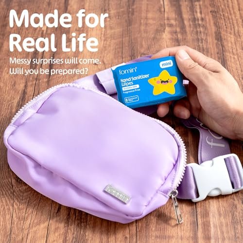 Fomin Mini Hand Sanitizer Wipes 8 Pack (8 Count) - Fragrance Free Mini Wet Wipe - pH Balanced, Biodegradable, Antibacterial On The Go Hand Sanitizing Wipes - Hypoallergenic, Total 64 Wipes - görsel 6