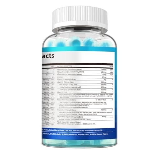 Migcopat Multivitamin for Men, Mens Multivitamins Gummies w/Omega-3, Probiotics, Inositol, Folate, Biotin, Zinc, Vitamins A, C, D, E, B, Support Heart, Brain, Muscle, Energy, Sugar-Free, Berry Flavor - görsel 12