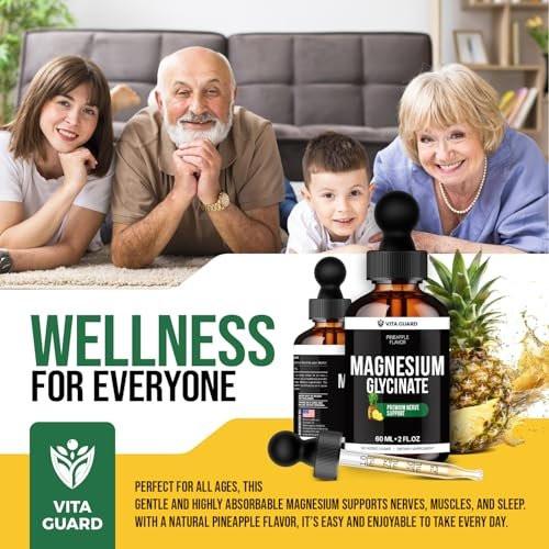 Magnesium Glycinate 500mg Liquid Drops – Sugar-Free Magnesium Supplement, Vegan Formula, 60 mL Flavor Pineapple - görsel 1