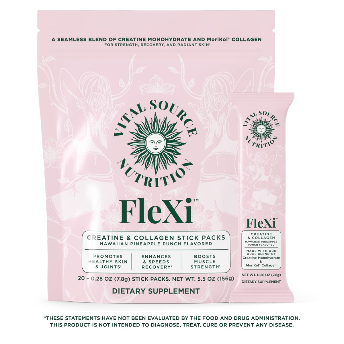 Vital Source Nutrition - Flexi - Creatine & Collagen Stick Packs - 5g Creatine Monohydrate + 1g MoriKol Collagen - Supports Strength, Recovery & Skin Health - 20 Servings - görsel 2