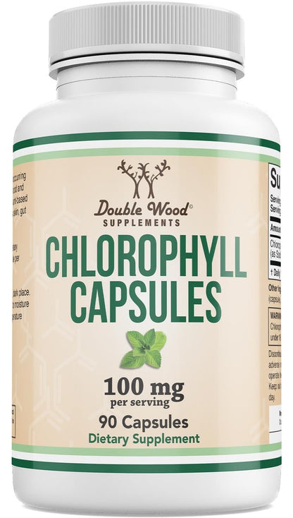 Chlorophyll Capsules - for Digestion, Gut Health, Energy and Detox - Vegan Safe (Rich, Full Texture and Taste, Not Watered Down), 90 Capsules by Double Wood