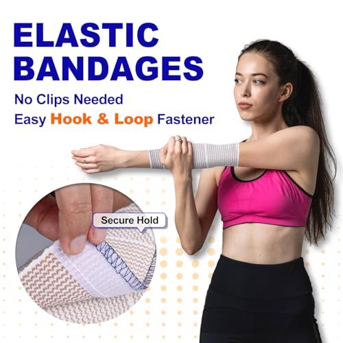 FRESINIDER Elastic Bandage Wrap, 2" x 6 Pack – Latex Free Cotton Compression Bandage with Hook & Loop Closure at Both Ends, Reusable Wrap for Sports, Medical, and Injury Recovery - görsel 12