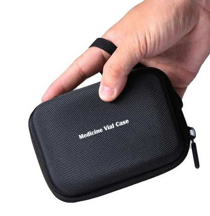 Moyite 24 Slots Peptide Case for Fridge – Fits 1ml 2ml 3ml Vial Storage for Insulin, GLP-1, with Hand Strap and Logo, Black (Case Only)
