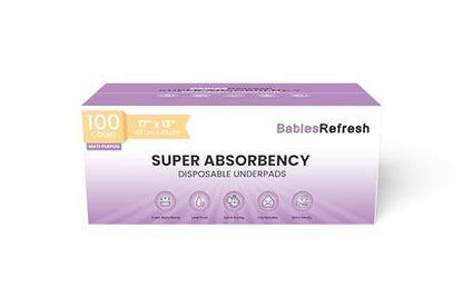 Super Absorbency Disposable Underpads, 17” x 13", 100 Count, Leakproof Quick Drying for Multi-use for Babies, Puppy Pads and Adults, Chucks, Disposable Diaper Changing Pad for Baby, Blue, Small