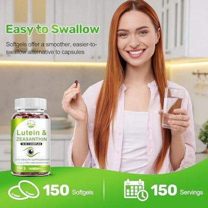 Lutein and Zeaxanthin Supplements, Eye Vitamin & Mineral Supplement, Multivitamin for Vision & Ocular Health with Omega-3, Protect and Enhance Your Eye Health Completely, 300 Softgels