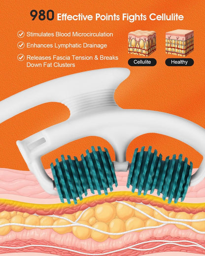 Rovista Anti Cellulite Massage Tool - Ergonomic Cellulite Remover for Legs and Arms with Detachable Handles - Smooth-Glide Lymphatic Drainage Massager for Boost Confidence and Tightened Skin (Green)