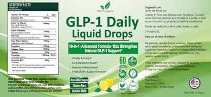 GLP-1 Support Liquid Drops, 10-in-1 Formula with Berberine, Ceylon Cinnamon, Prebiotic Fiber & Green Tea Extract | Support Healthy Metabolism, Digestive & Gut Health for Women & Men | Vegan, Non-GMO