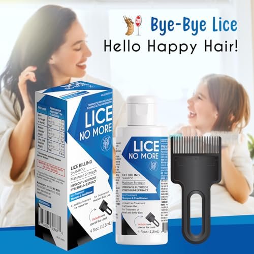 Lice No More Lice Killing Shampoo 4 FL OZ - Maximum Strength With Special Lice Comb - Made in the USA - görsel 9