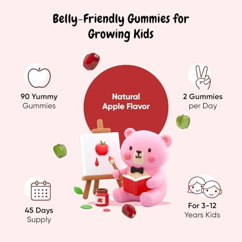 maxmedix Kids Probiotics Gummies | Prebiotic + Probiotics for Kids - 1 Billion CFU & Inulin (45-Day Supply) | 90 Children Synbiotic Gummies | Natural Apple Flavor | Vegan, Non-GMO - görsel 14