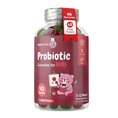 maxmedix Kids Probiotics Gummies | Prebiotic + Probiotics for Kids - 1 Billion CFU & Inulin (45-Day Supply) | 90 Children Synbiotic Gummies | Natural Apple Flavor | Vegan, Non-GMO - görsel 2