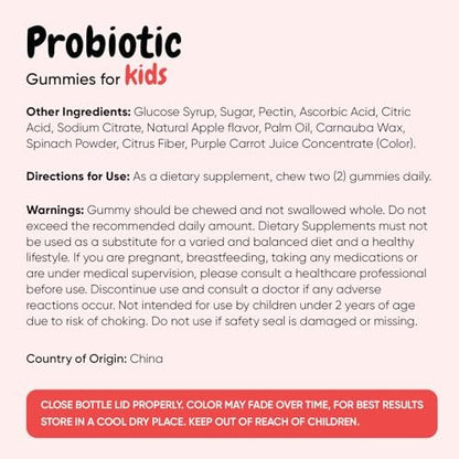 maxmedix Kids Probiotics Gummies | Prebiotic + Probiotics for Kids - 1 Billion CFU & Inulin (45-Day Supply) | 90 Children Synbiotic Gummies | Natural Apple Flavor | Vegan, Non-GMO