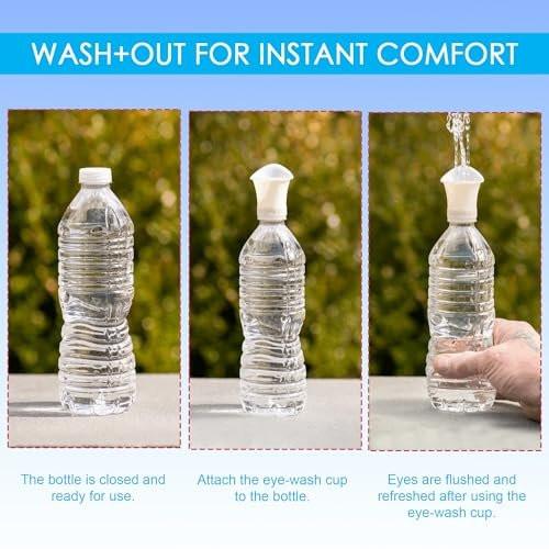 WASH+OUT Portable Eye Wash Cup – Emergency Eyewash Device for Fast Eye Irrigation – Screws onto Most Water Bottles – Compact First Aid Eye Rinse Solution - 5 Pack - görsel 2