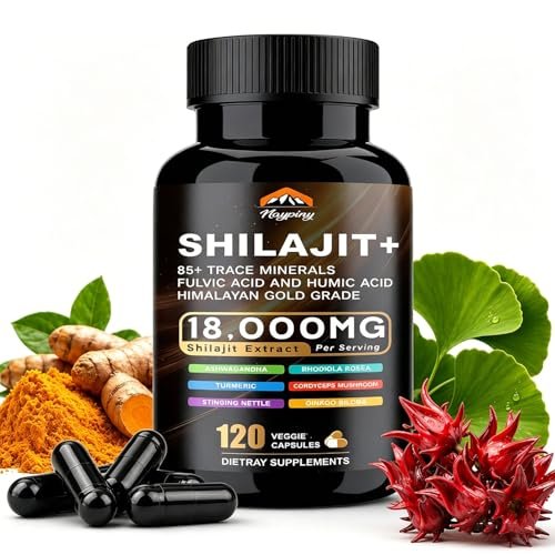 Shilajit Capsules, Himalayan Organic Shilajit for Men and Women, with Ashwagandha Ginseng, Fulvic Acid and More Trace Minerals - 120 Capsules - görsel 8