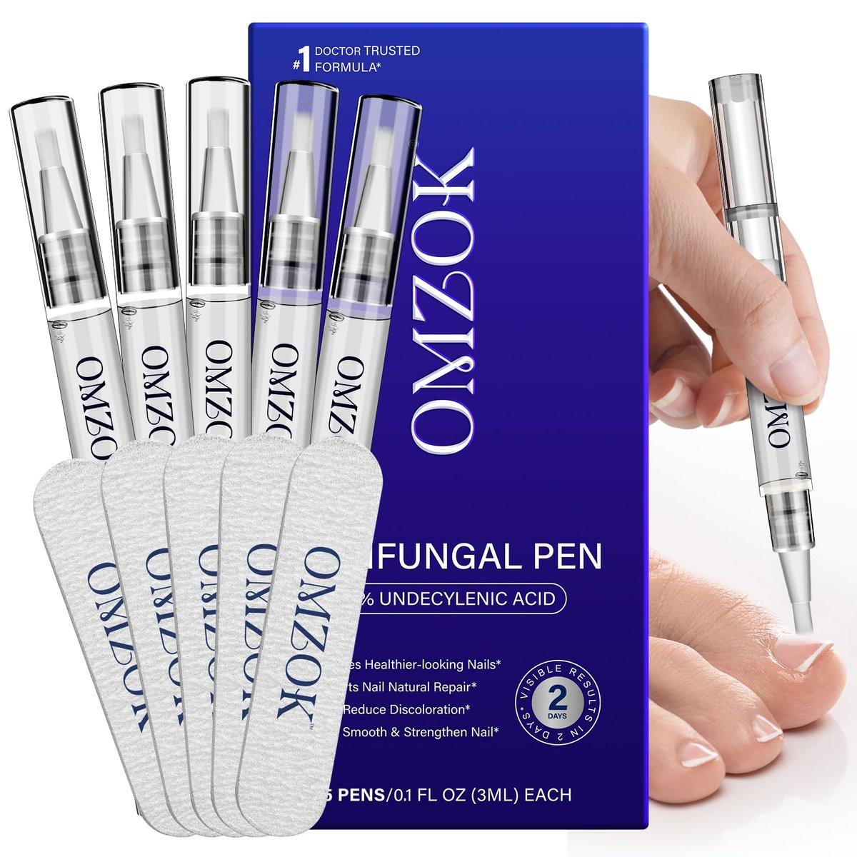 Toenail Fungus Pen - Toenail Fungus Treatment Extra Strength - 25% Undecylenic Acid with Tea Tree, Jojoba - Fungal Nail Repair Kit for Damaged, Discolored, Ingrown Nails 5 Pack - görsel 1