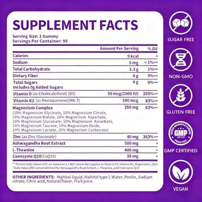 PWERD Magnesium Sleep | Magnesium Complex for Women & Adults | Gummies with Glycinate Citrate 16-in-1 Formula - Deep Calm for Relaxation, Muscle, Bone, and Energy Support* No Added Sugar, 90 Gummies