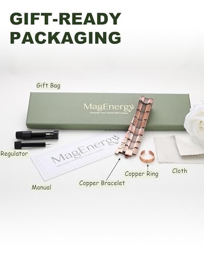 MagEnergy Copper Bracelet for Men, 3X Strength Magnetic Bracelet with 99.99% Pure Copper Ring & 3800 Gauss Magnets, Adjustable Length with Sizing Tool - görsel 13