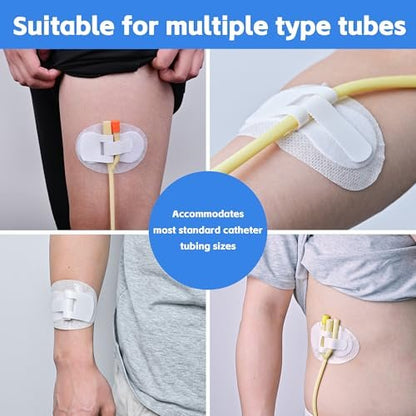 12 PCS Catheter Stabilization Devices, Foley Catheter Supplies, Urinary Leg Bag Legband Holder Sticker, Self Adhesive Catheter Tube Holder for PEG/G/Feeding Tube（White）