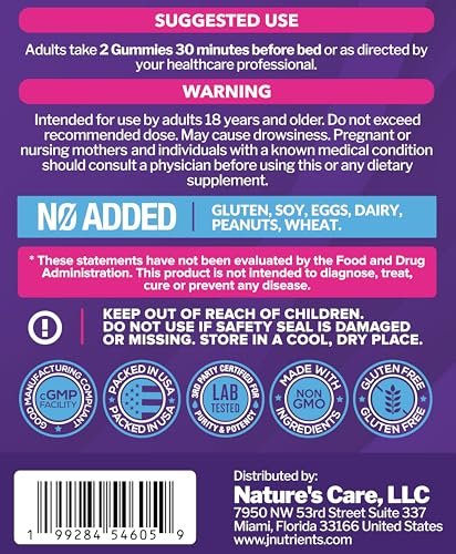 Melatonin 20mg Gummies with Magnesium – Allergen Information: Manufactured in a facility that processes milk, soy, – Image 9
