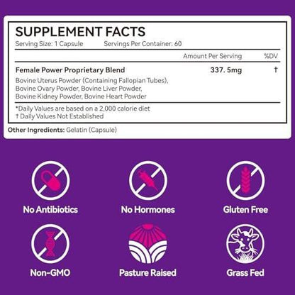 2 Pack Beef Organ Supplement for Women, Natural Grass Fed Beef Liver Capsules, Hormone Balance for Women, for Support Balance Hormones, Energy, & More and Menstrual Cycle, Skin Care