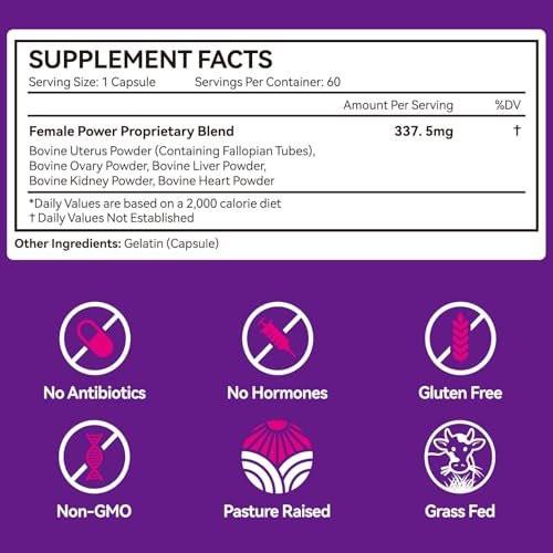 2 Pack Beef Organ Supplement for Women, Natural Grass Fed Beef Liver Capsules, Hormone Balance for Women, for Support Balance Hormones, Energy, & More and Menstrual Cycle, Skin Care - görsel 8