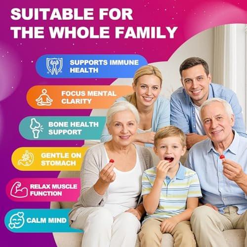 Magnesium Glycinate Gummies 600mg, 120 Counts Chews Sugar Free Magnesium Gummies for Adults & Kids with L-Threonate, Calcium, Zinc & CQ10, Potassium Supplements for Zzz, Brain, Muscle & Relax - görsel 7