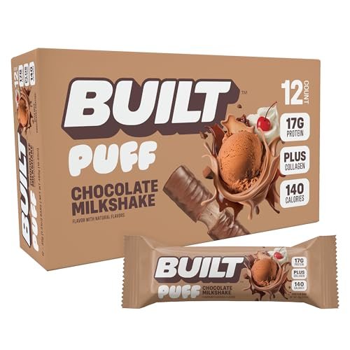 BUILT Bar Puff Protein Bars - Chocolate Milkshake - 17g Protein Snack Bars with Collagen - Calorie Conscious & Gluten Free - 12 Count - görsel 3