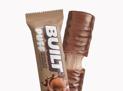 BUILT Bar Puff Protein Bars - Chocolate Milkshake - 17g Protein Snack Bars with Collagen - Calorie Conscious & Gluten Free - 12 Count