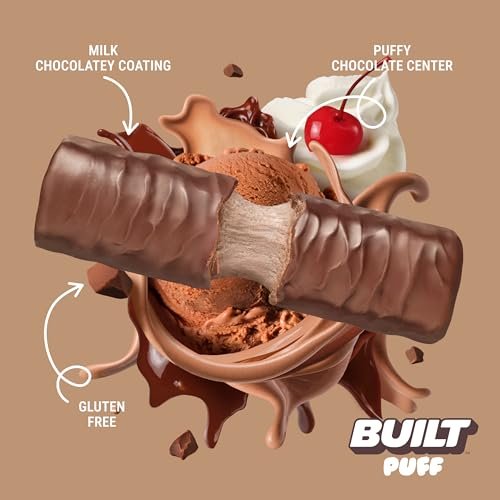 BUILT Bar Puff Protein Bars - Chocolate Milkshake - 17g Protein Snack Bars with Collagen - Calorie Conscious & Gluten Free - 12 Count - görsel 5