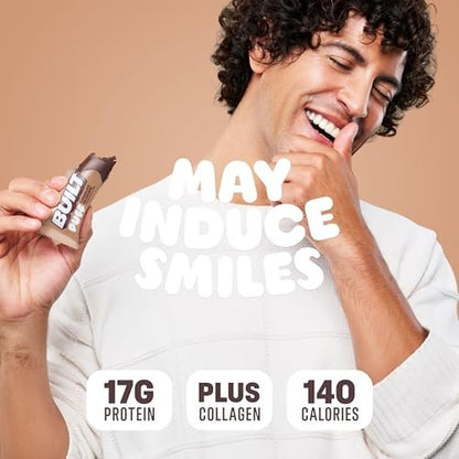 BUILT Bar Puff Protein Bars - Chocolate Milkshake - 17g Protein Snack Bars with Collagen - Calorie Conscious & Gluten Free - 12 Count
