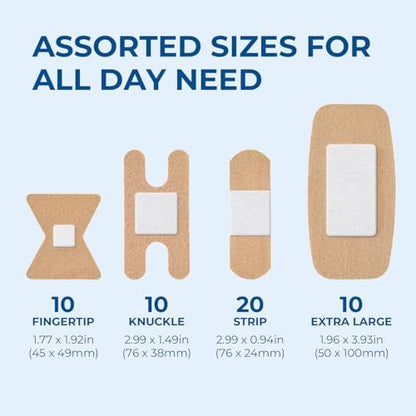 Conkote High Elasticity Bandages - Assorted Sizes for Finger & Knuckle Protection, 50 Count Variety Pack, Latex-Free, Comfort Fit, Long-Lasting Adhesive